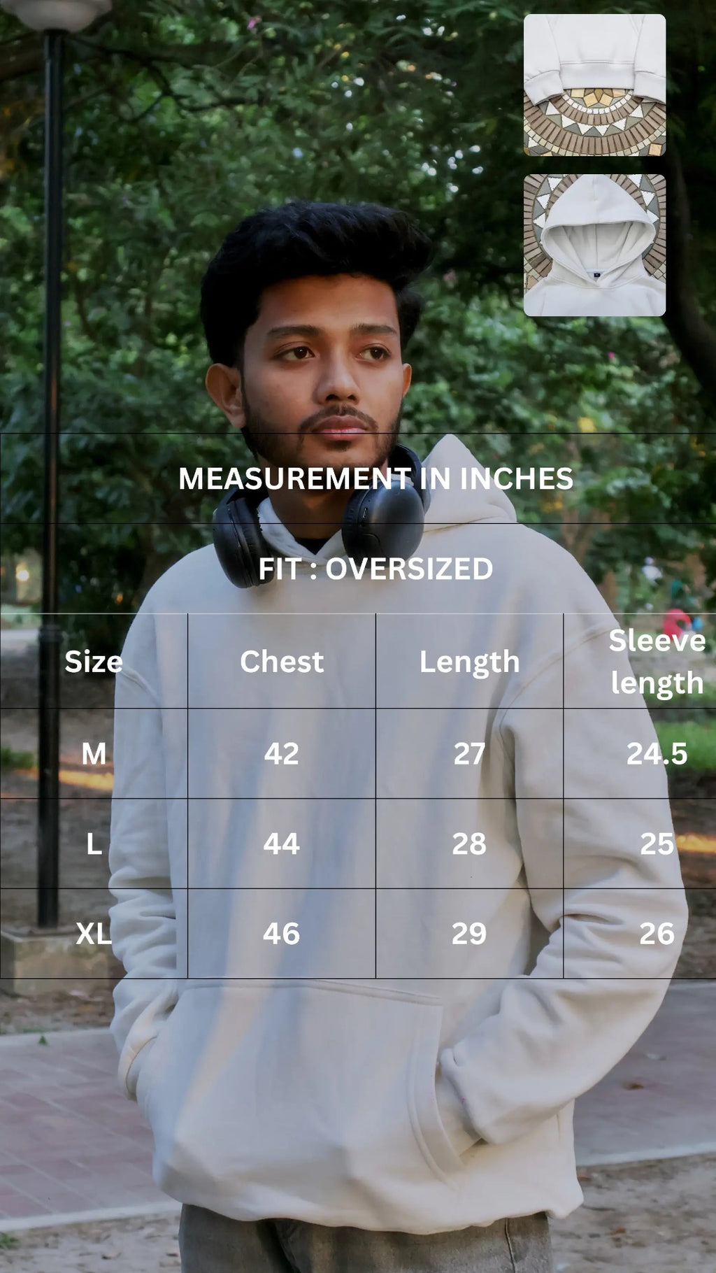 Oversized Off-White Solid Hoodie