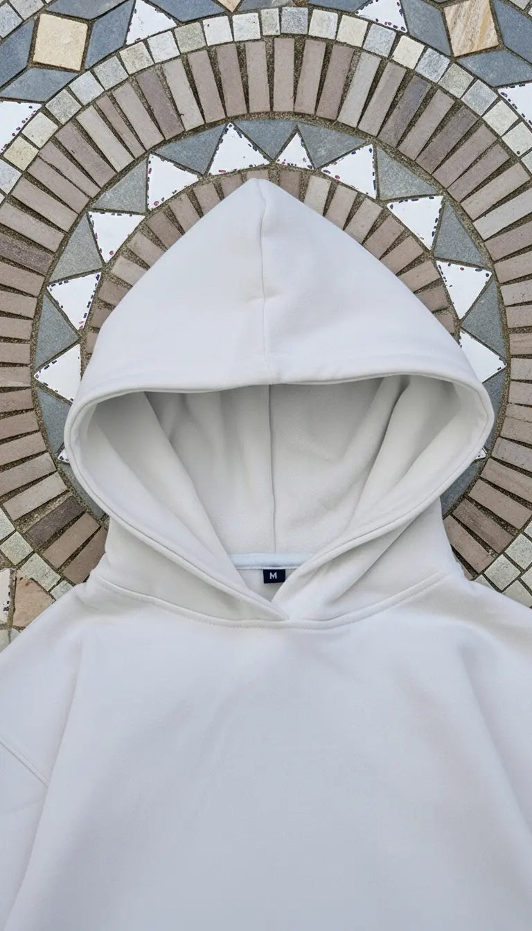 Oversized Off-White Solid Hoodie